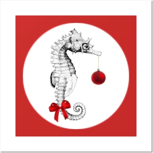 A festive seahorse with ornament Posters and Art